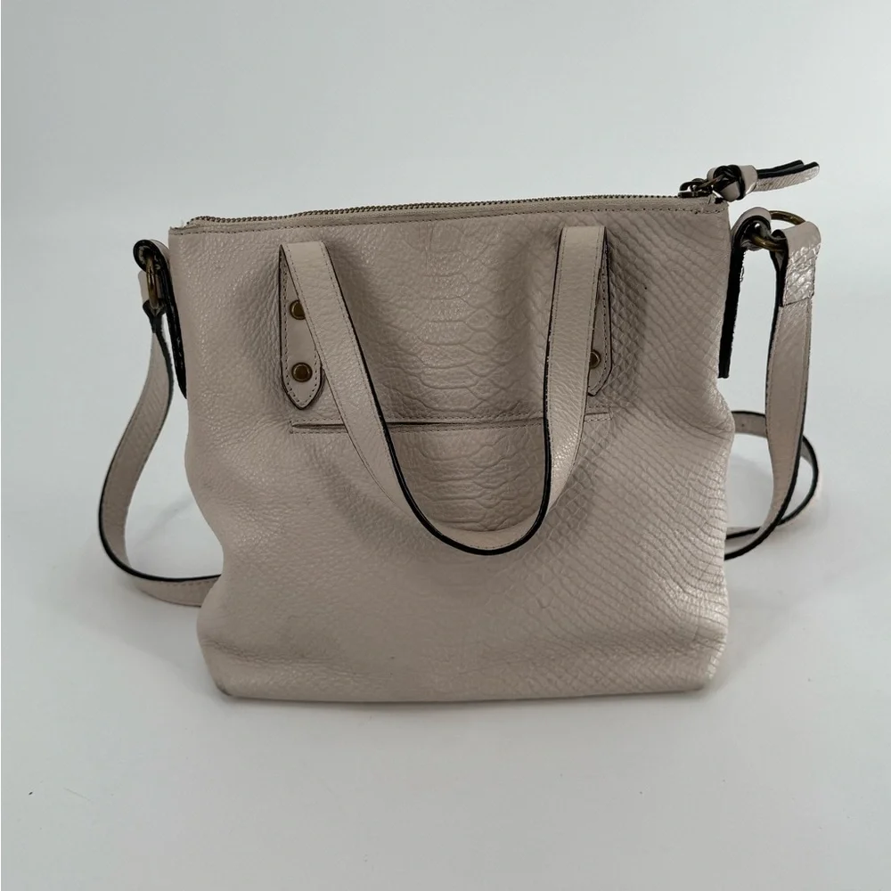 The Sak Ivory Leather Snake Hobo Satchel‎ Tote Crossbody